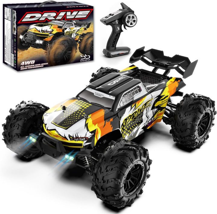 scharkspark-brushless-rc-cars-for-adults-fast-43-mph-4wd-high-speed-all-terrain-rc-truck-remote-control-car-for-adults-with-50-min-runtime-1-16-offroad-monster-truck-with-metal-parts-amp-2-batteries