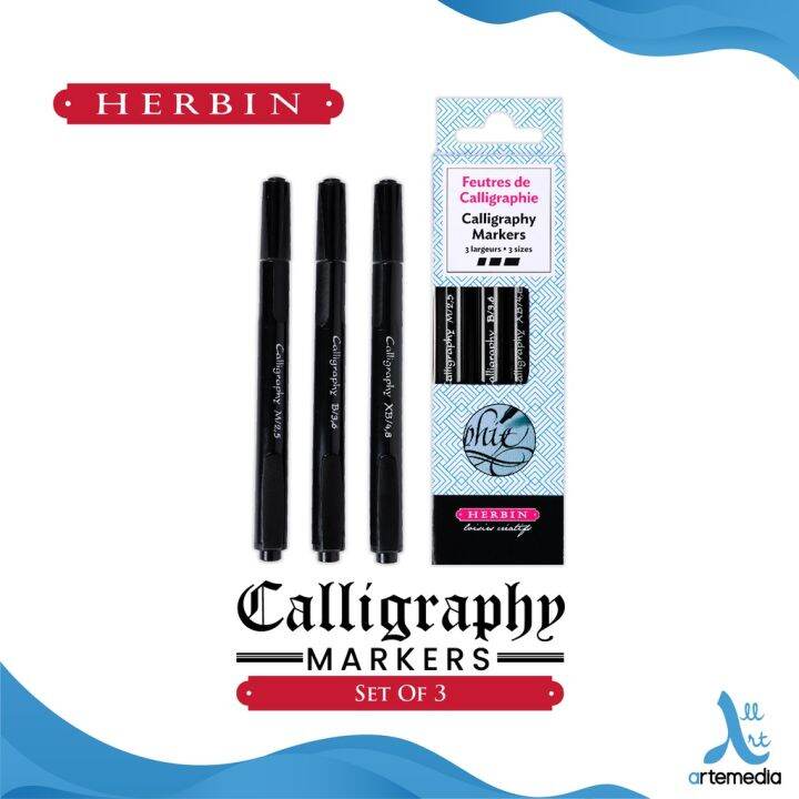 Spidol Kaligrafi Herbin Calligraphy Marker Pen Set 3 Lazada Indonesia