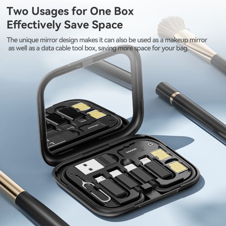 toocki-4-in-1-usb-c-ไปยังสาย-pd-60w-สายสำหรับ-iphone-ดาต้าที่ชาร์จเร็วชนิด-xiaomi-ไมโครพร้อมกล่องจัดเก็บ