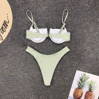 New Push Up Bikinis Set Underwire Swimsuit Dot High Cut Swimwear