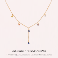 AIDE Colgante Collier Joyeria หลากสีเพทายสร้อยคอสำหรับผู้หญิง925สร้อยคอโซ่เงินวันครบรอบแต่งงานเครื่องประดับของขวัญ