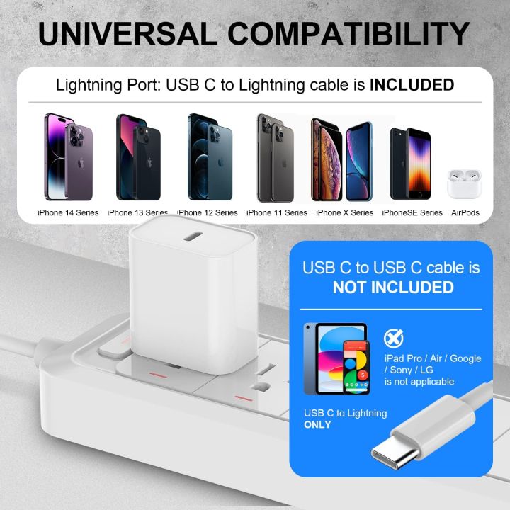 6ft USB C to Lightning Cable,[Apple MFi Certified] 2-Pack iPhone Fast  Charger Cable, Long Type-C Power Delivery iPhone Charging Cord for Apple  iPhone 14/14 Pro Max/13 Pro/13/12 Mini/11/iPad Pro 
