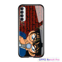 UCUC เคสโทรศัพท์เคสสำหรับOPPO Reno 4 Proเคสโทรศัพท์อะนิเมะสำหรับสาวผู้หญิงนักสืบCONANปิดJimmy Kudoกระจกเทมเปอร์กรณี