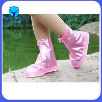 Tiannibu สีทึบคลุม Sepatu PVC 1คู่สีชมพูรองเท้าบูทหน้าฝนฝนที่ใช้ซ้ำได้