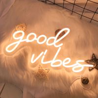 Neon Sign Led Sign Good Vibes Neon Lights Warm Wedding Decor Lamps Wall Hanging Led Night Lights Bedroom Decoration Room Decor Night Lights