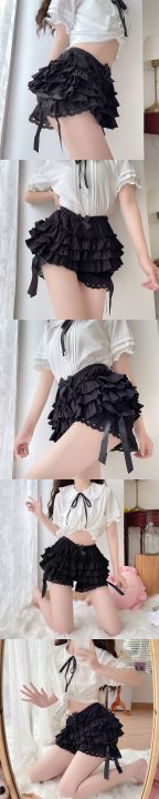 black-white-pleated-panties-woman-pumpkin-cute-panties-bow-knot-lolita-safety-shorts-vintage-pants-victorian-bloomers