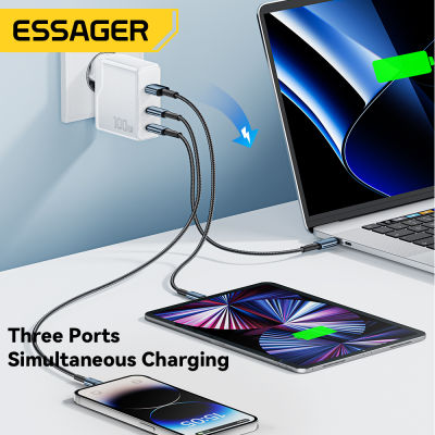 Essager 100W GaN USB Type C Charger สำหรับ Air M1 M2แท็บเล็ต65W PD Fast Charging สำหรับ Xiaomi QC 4.0 3.0เครื่องชาร์จศัพท์