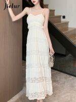 【hot】 Jielur New Womens Hollow Sling French V-neck Pleated Fashion Sleeveless Dresses