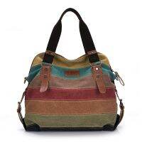 ZZOOI SMOOZA Canvas Totes Striped Womens Handbag 2022 Patchwork Rainbow Shoulder Bag Fashion Female Casual Crossbody Bag Sac A Main