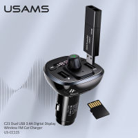 USAMS 3.4A Dual USB Fast Charger Car Bluetooth 5.0 FM Transmitter Wireless Handsfree Audio Receiver Auto MP3 Player Accessory