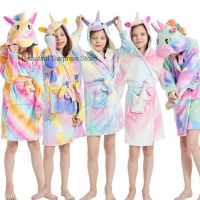 Winter Unicorn Hooded Robes Children Bathrobes Kids Star Bath Robe Homewear for Girls Pyjamas Nightgown Kids Sleepwear Robe