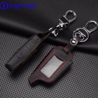 gthrrftdb jingyuqin Remote 4 Buttons Leather Case Cover Russian Version Vehicle Security Two Way Car Alarm System LCD TOMAHAWK X5 Keychain