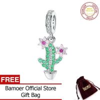 BAMOER จี้ต้นกระบองเพชรในสวน Charm สำหรับผู้หญิงสร้อยข้อมือเงิน3มม. ของแท้925เงินสเตอร์ลิงเครื่องประดับอย่างดี BSC121