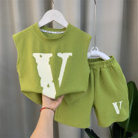 Boys Vest Suit 23 New Fashion Baby Summer Sleeveless Gym Clothes Childrens Ruan Handsome Two-Piece Suit