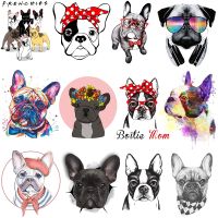 hotx【DT】 Iron on French Bulldog Patches for T-shirt Applique Transfer Vinyl Stickers Thermal Press Personalise