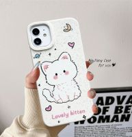 เคส RouJiang สำหรับ iPhone 15 14 13 12 11 Pro Max X Xr Xs Max 7 8 Plus SE 2020เคสมือถือลายแมวสีขาวน่ารัก