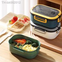 ♦✱⊙ 2 Layer Grid Hermetic Lunch Box Portable Children Student Bento Box with Fork Spoon Leakproof Microwavable Prevent Odor School