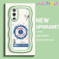 Jlingji เคสสำหรับ VIVO Y76 5G Y74s Y76s 5G เคสสีน้ำเงินขอบคลื่นคอลอร์ซอฟท์กันกระแทกเคสมือถือเคส TPU ซิลิโคนแบบใสฝาครอบป้องกันหัวกล้องรวมทั้งหมด