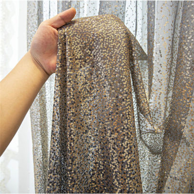 Light Luxury Black-Gold Gradient Shiny Sequin Tulle Curtains For Livingroom Silver Black Sequin Wedding Party Backdrop Drapes