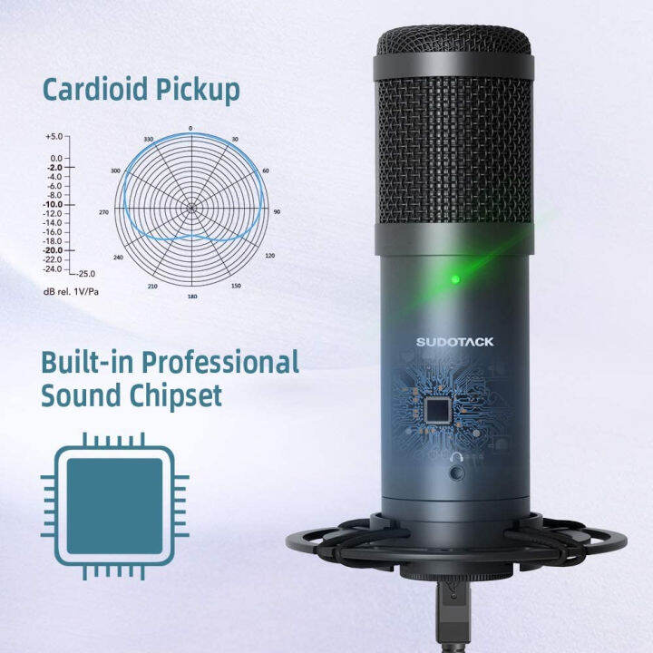 sudotack-usb-streaming-pc-microphone-zero-latency-monitoring-professional-192khz-24bit-studio-cardioid-condenser-mic-kit-with-mute-button-for-podcasting-gaming-home-recording-youtube