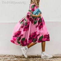 ✚ ocehrk Vestido de festa estampado floral feminino manga curta vestido baile férias verão vestidos praia novo 2023