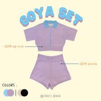 COD (inci.bkk) GOYA SET in Purple เซ็ทเสื้อซิปทูโทน+กางเกงknit