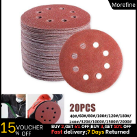 20Pcs 5นิ้ว125มม.กระดาษทราย8 Hook &amp; Loop กรวด40-2000กระดาษทรายทรงกลม Abrasives วอลเปเปอร์สำหรับโลหะขัดไม้