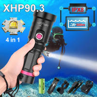 ใหม่มืออาชีพดำน้ำไฟฉาย XHP90.3พลังงานสูงไฟฉาย Led 18650ใต้น้ำโคมไฟกันน้ำ IPX8แบบชาร์จดำน้ำแสง