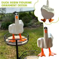 Funny White Duck Resin Figurine Cute Little Duck Ornament Decor M2P0