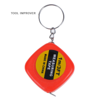 TOOL IMPROVER 1PC Mini พวงกุญแจพวงกุญแจง่ายเทปวัดดึงไม้บรรทัด1เมตร