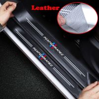 Leather Carbon Fiber Sticker Car Door Sill Scuff Plate Decor For BMW Series 1 3 5 6 F20 E87 E81 E91 E92 E30 F11 E38 F22 F34 E61 Bumper Stickers Decals