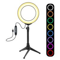 [COD] 6.2 inch 16cm USB 10 Modes 8 Colors RGBW Dimmable Vlogging Photography Video Lights Desktop Mount