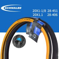 【COD】SCHWALBE ONE ยางรถน้ำหนักเบาพิเศษ Bike20นิ้ว451,ยางด้านข้างสีเหลือง406 20*1-1/8ยางรถจักรยานรถ20*1.1ยางพับจักรยานพับได้28-451ขอบสีเหลืองป้องกันการเจาะทะลุ