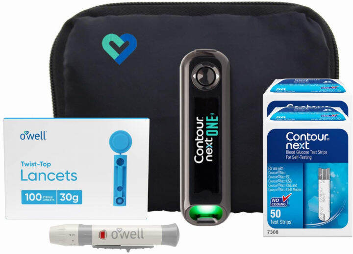 OWell Contour Next ONE Diabetes Testing Kit Contour Next ONE Bluetooth Meter, 100 Contour Next