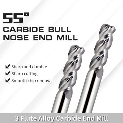 Augusttools HRC55 Round Nose End Mill Carbide สําหรับเครื่องตัดอลูมิเนียมมิลลิ่งโลหะผสมทังสเตนเหล็ก CNC เครื่องมือเครื่องจักร 3Flute R0.5 R1