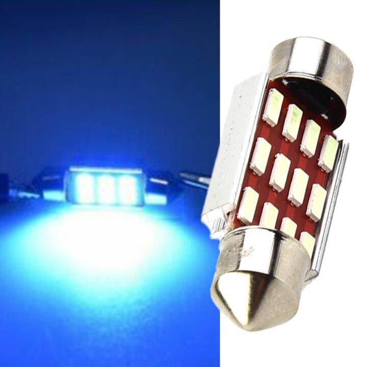Bulb License Plate Light 1 Pc 12pcs 4014 SMD Blue Car Bulbs DC12V Plug