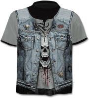 Skeleton Skull T-Shirt Men Gothic Gun Shirt Punk Vintage 3D Anime Male Styles