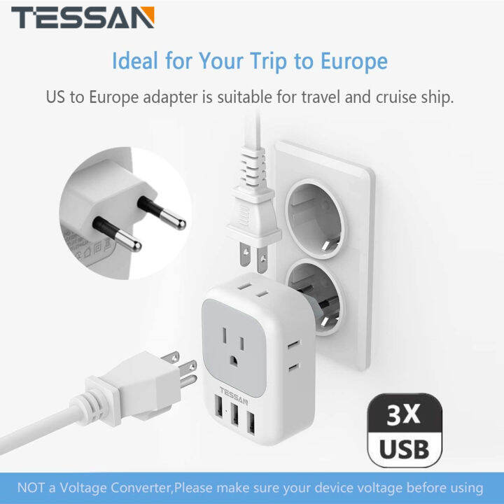 Thailand to EU Travel Adapter European Plug Travel Adaptor ,TESSAN