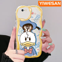 YIWESAN เคสสำหรับ iPhone 6 6 Plus 6S 6S Plus 7 Plus 8 Plus SE 2020การ์ตูนโดนัลด์เป็ดโดนัลด์ที่มีสีสันเนื้อครีมคลื่นขอบกล้องเคสโทรศัพท์โปร่งใสเคสซิลิโคนอ่อนชัดเจนกันกระแทก