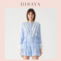 [DISAYA] - Lace Print Ruffle Blouse เสื้อเบลาส์ปริ้นท์ลายลูกไม้ ตกแต่งลูกไม้