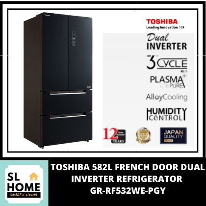 toshiba 582l french dual door inverter refrigerator grrf532wepgy