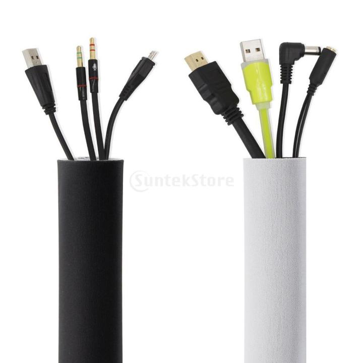 150cm-cable-management-organizer-neoprene-cable-cord-wire-cover-hider-sleeve-black-and-white-reversible