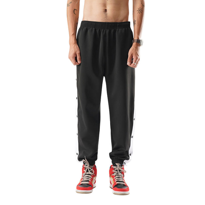 summer-new-men-loose-sport-pants-outdoor-basketball-buttoned-pants-male-drawstring-casual-side-button-sweatpants