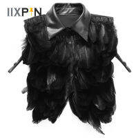 Gothic Feather Collar False Collar Shawl R Vintage ไหล่ Cape Shrug Tops Stage Show เครื่องแต่งกายฮาโลวีนเครื่องแต่งกาย Accessories