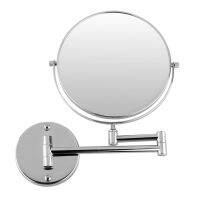 Chrome Round 8" Wall Mirror Vanity Cosmetic Mirror Double-sided 5X Magnifying Mirrors Bathroom Makeup 360 Angle Swivel Mirrors