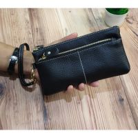 Small round elephant leather wallet original classic long leather mobile phone bag coin purse r multifunctional card bag for men