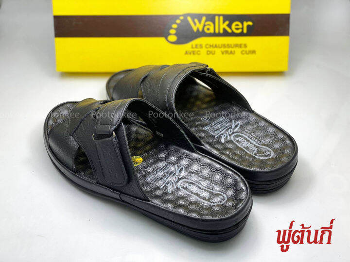 รองเท้า-walker-รุ่น-m7215-รองเท้าแตะวอคเกอร์-รองเท้าหนังแท้-สีดำไซส์-41-45-ของแท้