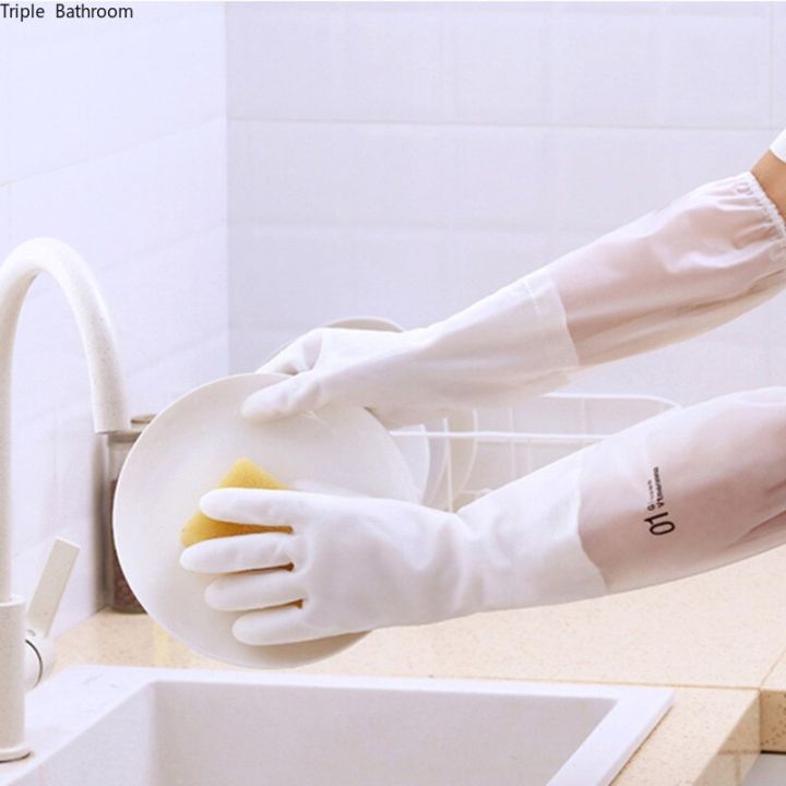 waterproof-rubber-dishwashing-gloves-white-long-multi-use-washing-clothes-kitchen-cleaning-durable-housework-dishwashing-tools-safety-gloves