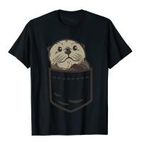 Sea Otter กระเป๋าสัตว์เสื้อนากคนรักของขวัญวันเกิดวินเทจฤดูร้อนท็อปส์และประเดิม R ผ้าฝ้ายผู้ชายเสื้อยืด