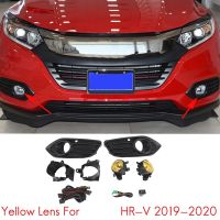 Car Front Bumper Driving Fog Light Lamp Assembly with Switch Wiring Harness Yellow Lens Kit for Honda HR-V HRV 2019-2020